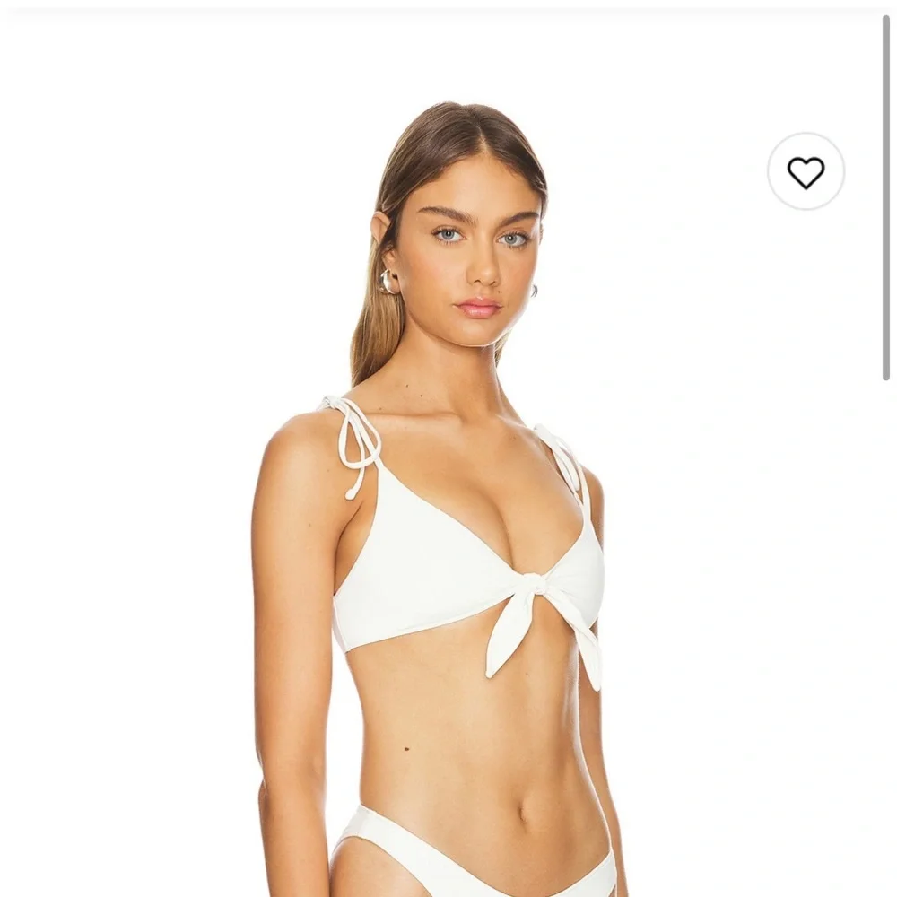 Frankie's Bikinis Classic White Tie-Front Bikini Mison Top
